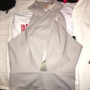 Gray Criss Cross Wrap Crop Tank